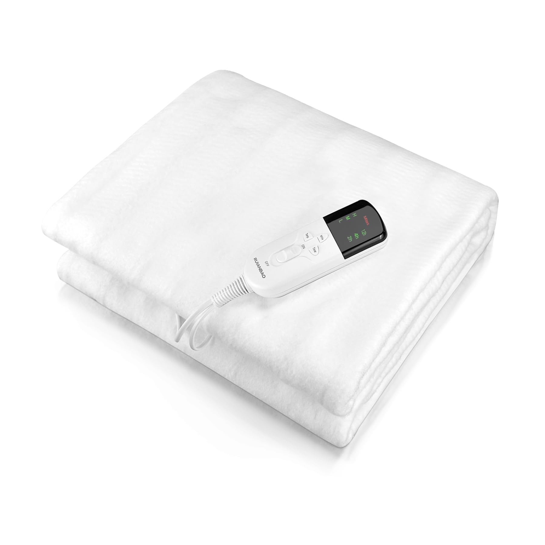 LEEVOT coperta termica 150 x 80 cm, 3 Temperature Regolabili coperta riscaldante elettrica, Antimite, Lavabile, Spegnimento Automatico, 2 Controller, Timer Programmabile.