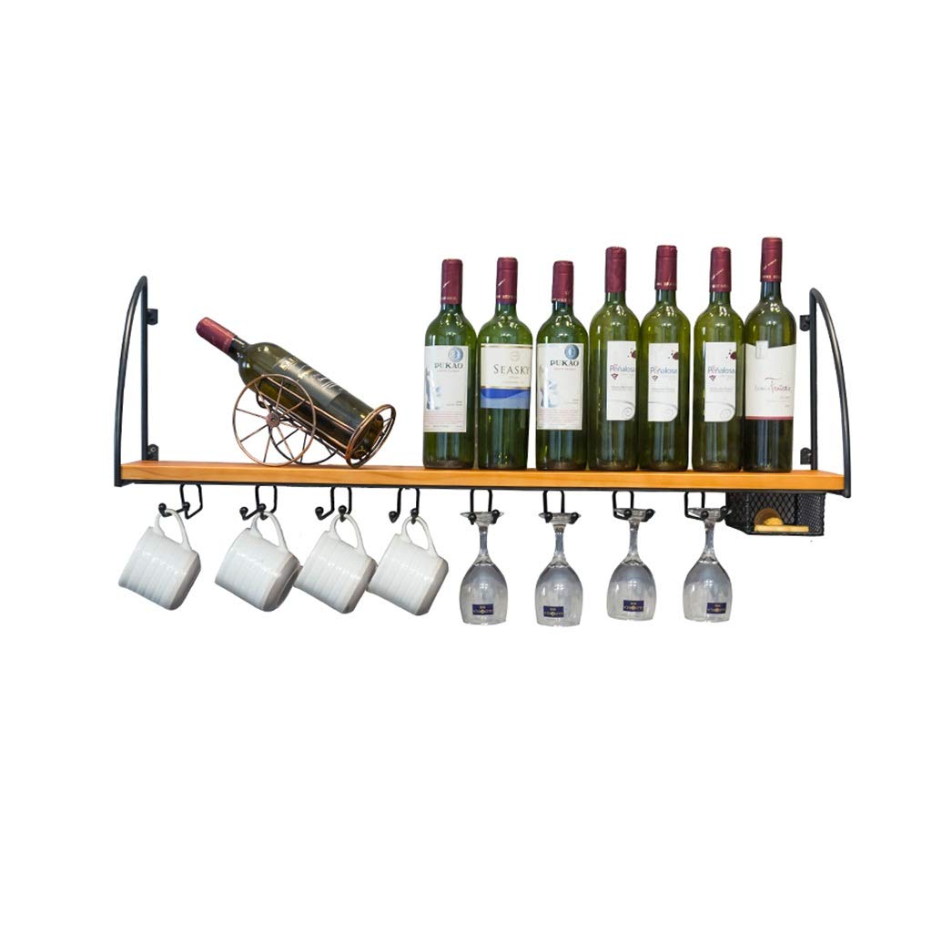Casier à vin suspendu vintage en bois noble de 80 cm pour plafond
