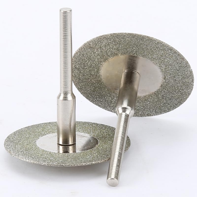 (10+2) pcs 30mm Diamond Cutting Discs Cut Off Mini Diamond Saw Blade with 2pcs Connecting 3mm Shank for Dremel Drill Fit Rotary Tool