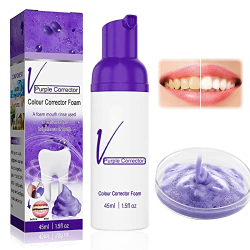 Colour Corrector Foam Dentifrice, Dentifrice moussant, Dentifrice Blanchissant les Dents Violettes, Blanchiment des Dents Dentifrice Nettoyage des Dents Dentifrice Soins Dentaires-45ml (01)