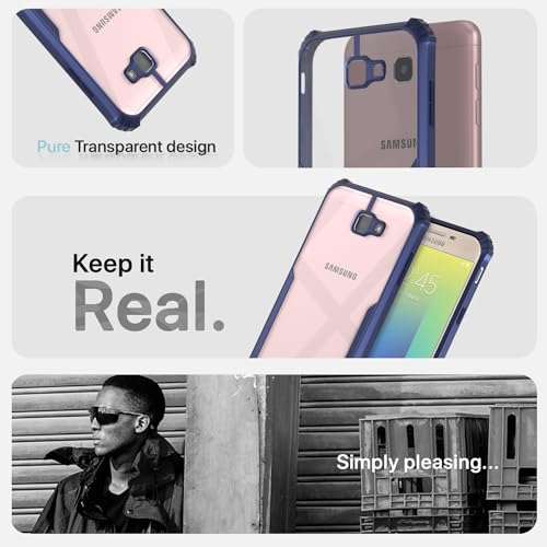 Image of Pikkme Samsung Galaxy J7 Prime Back Cover | Crystal Clear Transparent Back | Ultra Hybrid | Full Camera Protection | Raised Edge | Bumper Back Case for Samsung Galaxy J7 Prime (Blue)
