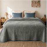 CalmyHOME Tagesdecke 200x220 Bettüberwurf Tagesdecken   Boho Style Samt Decke Bett Überwurf Bedspread Sofaüberwurf Sofa Steppdecke Überwurfdecke Überdecke, Anthrazit