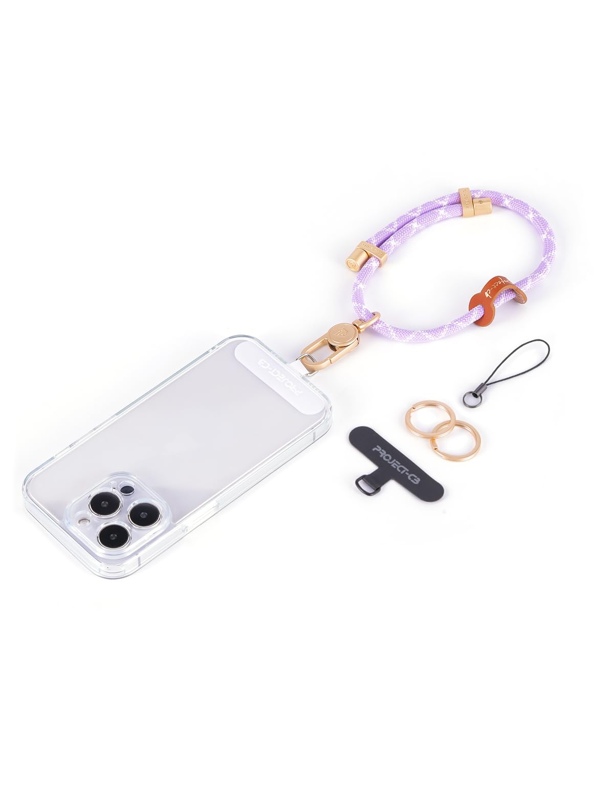project-cb Cell Phone Wrist Strap 1,Tether Tab 2,Key Ring 2,Phone Wristlet,Adjustable Hand Strap,Phone Lanyard (Purple-G)