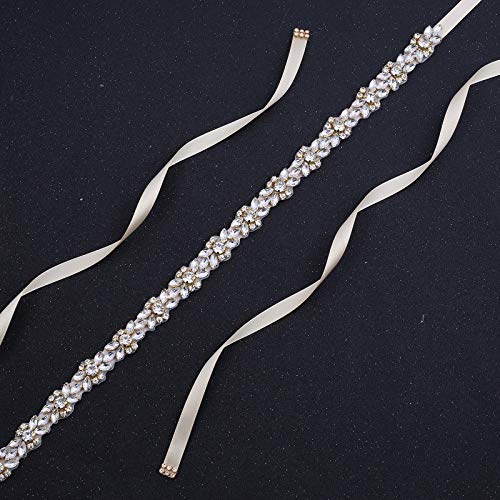 Crystal Wedding Belt Thin Bridal Belt Bridesmaid Sash with Rhinestones Pearls for Women Dress Accessories2