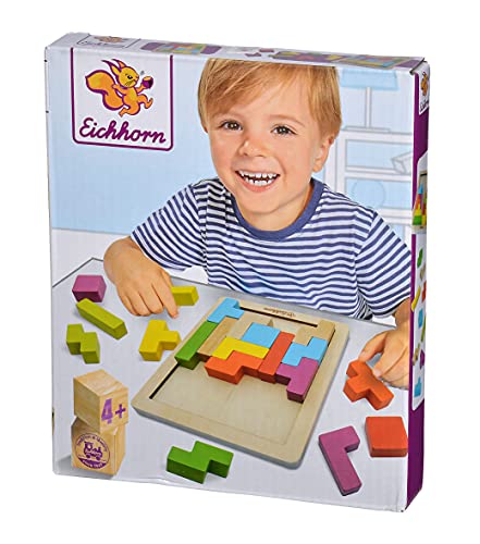 Eichhorn - Colorido Juego de Habilidad con 20 Piedras en 5 Formas, 21 Piezas, 18 x 15 cm, para 1 Jugador, de Madera, a Partir de 4 años Cover