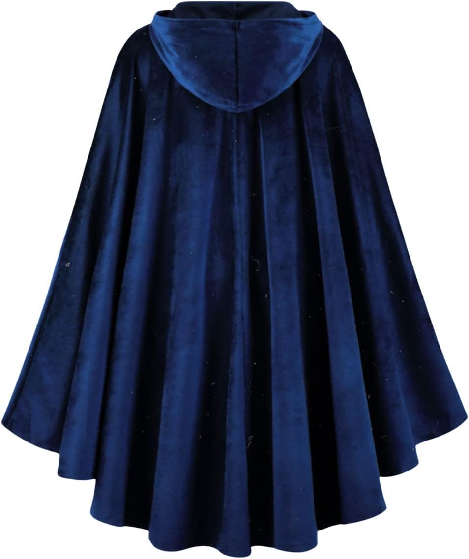 Adults Medieval Cloak with Hood, Renaissance Cape Costume Halloween Wizard Cosplay LARP Renaissance Fair RPG Party - Image 2