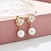 Fashion Designer Imitation Pearl Floral Charm Dangle Drop Earrings Studs (White)
