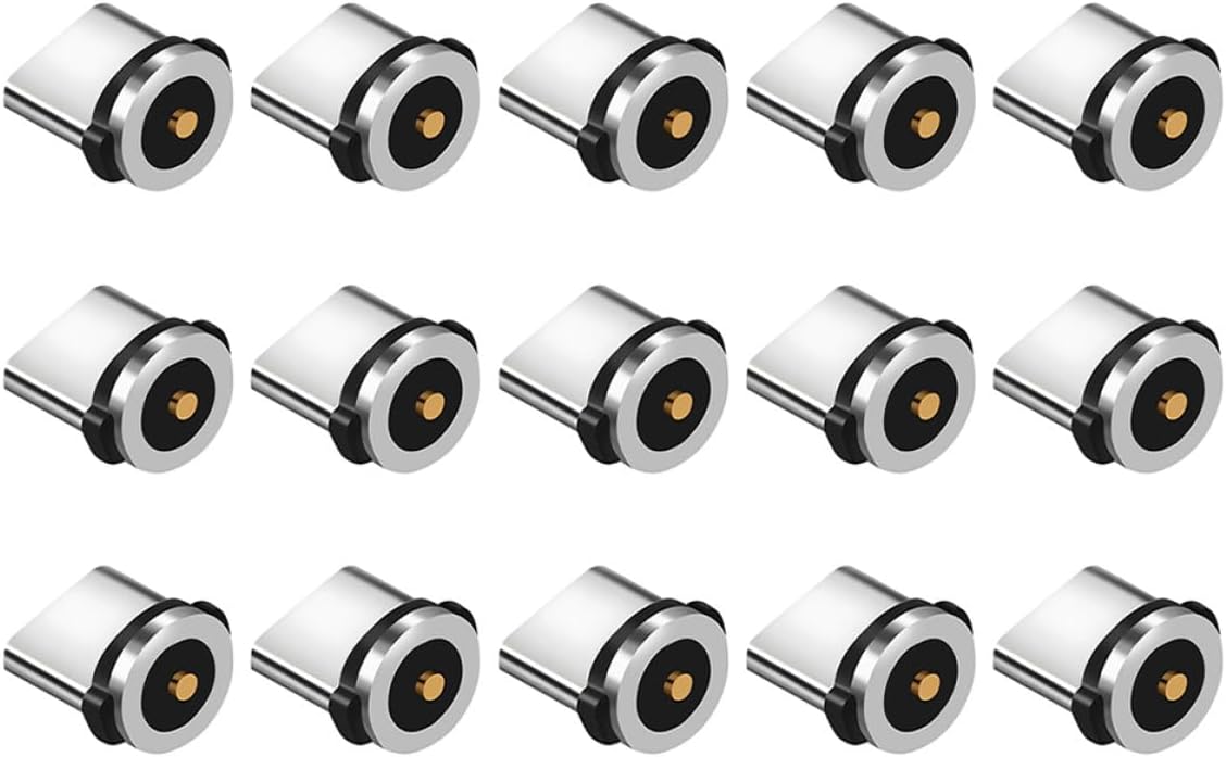 15pcs Magnetic Type-c Charging Adapter Tips 360° Rotatable Usb-c Magnetic Connectors Compatible with Phones Tablets Laptops, Phone Accessories Pack Random Color