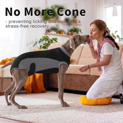 Image of Dog Surgery Recovery Suit,Dog Recovery Suit After Surgery for Female Spay Male Neuter,Soft Anti Licking Recovery Suit for Dogs,Dog Onesie for Abdominal Wounds,Black,S