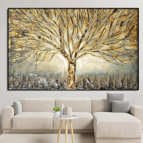 Images d'art murales dorées abstraites KEBIA sur toile premium 35x50