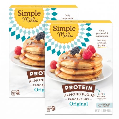 Simple Mills Just Add Water Almond Flour Pancake Mix,Original Protein - Gluten Free,Plant Based,Paleo Friendly,Breakfast,10.4 Ounce,(Pack of 2)
