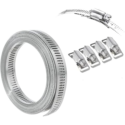 Yountiger Hoses Clamps, Clamps Worm, Worm Clamps Stainless Steel, Large Hose Clamp Worm Drive Hose Clamps Adjustable Pipe Hose Clamp Cover