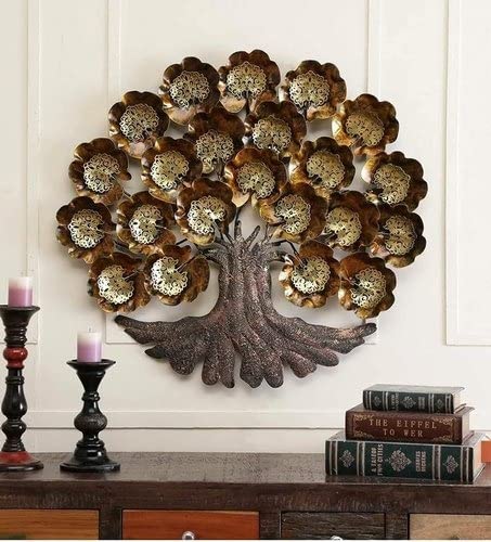 Image of Bharat Art Metal Iron Wall Art Decor for Home Bedroom Living room Cafe Interior Decorative | Elegant Wall Hanging Sculpture with LED Light | Gift Item | Metal Big Tree(Jali Tree) | 48x4x48 INCH | W165
