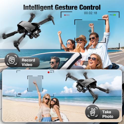 Image of Drone with Camera 1080P HD, Mini Drone for Beginners Kids Adults, Foldable RC Quadcopter with Stable Hover, Trajectory Flight, One Key Take Off /Land, 2 Batteries, Toys for Boys and Girls (Black)