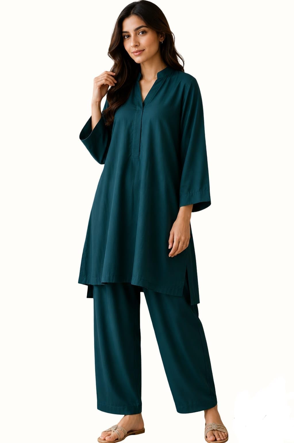 Casual Western Co-ord Set for Women (Deep green, Xxl)
