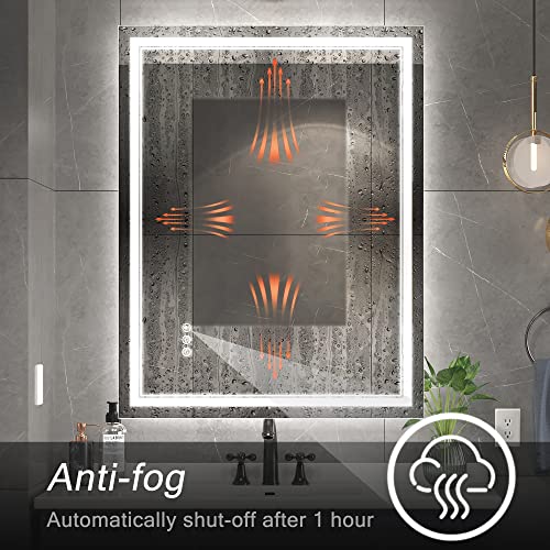 Image of Led Mirror for Bathroom with Front Light and Backlit, Bathroom Mirror with Led Lights, Vanity Mirror with Lights for Wall, Anti-Fog, Dimmable 36 inch L x 28 inch W Neutral White(frontlit+Backlit
