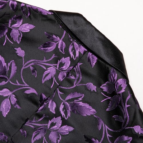 Image of Barry.Wang Mens Floral Blazer Suit Jacket Notched Lapel Casual Sport Coat | Flowers Jacquard One Button Tuxedo for Prom Wedding Party Disco Dinner Banquet Cocktail Homecoming Travel,Regular Fit