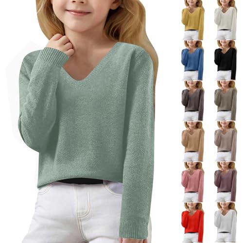Girls V Neck Sweater Long Sleeve Knit Pullover Tops Boys Knitted Sweater Teen Kids Basic Solid Knitted Pullover Undershirt4