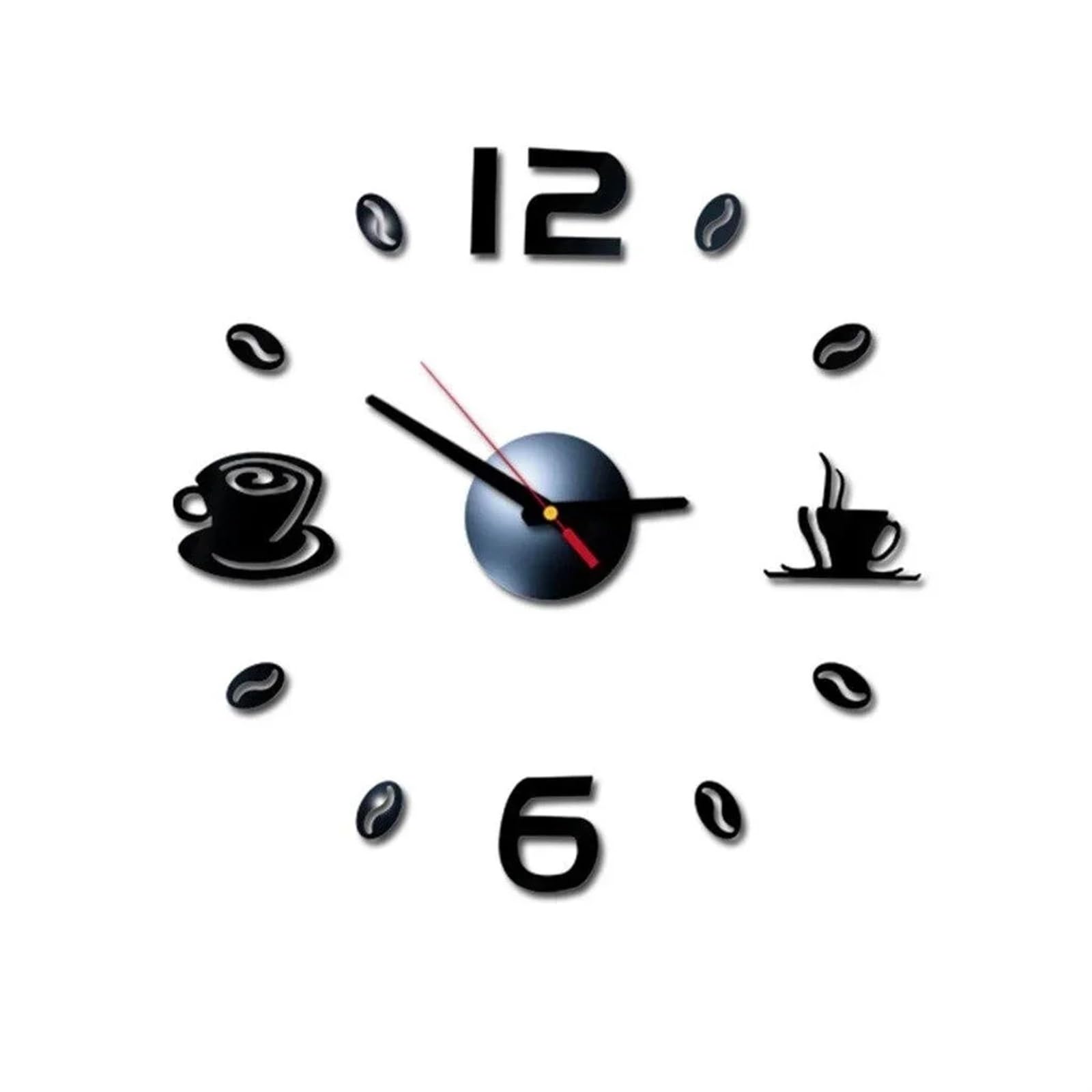 VFDVSWZSA Stylish wall clock, Digital Wall Clock Sticker DIY Kitchen Living Room Home Decor Diy Quartz Needl(Black)