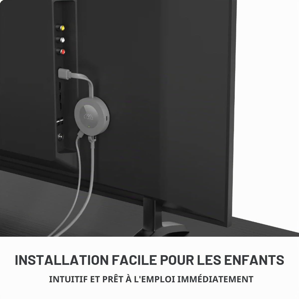 [Test très bien, note 1.1*] Homatics Dongle G 4K | Certifié pour Netflix & Google TV | Clé TV WiFi LAN Chromecast intégrée avec Google Assistant Télécommande vocale pour téléviseur et Smart TV