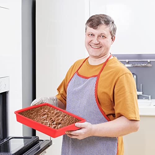 Geetery Set Of 4 Silicone Square Cake Pan 8 Inch Silicone Brownie Pan Nonstick Silicone Baking Mold For Muffin Bread Rice Crispy Lasagna Pie, 8 X 7 X 1.5 Inches, Red #TOP6