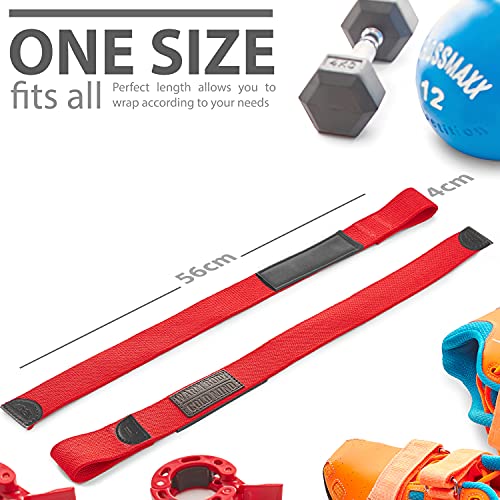 Image of WARM BODY COLD MIND Lasso Lifting Wrist Straps for Cross Training - Rated at 770 lb - Hand Wraps for Olympic Weightlifting, Powerlifting, Weight Lifting, Bodybuilding Strength Deadlift Gym Bar, Cotton