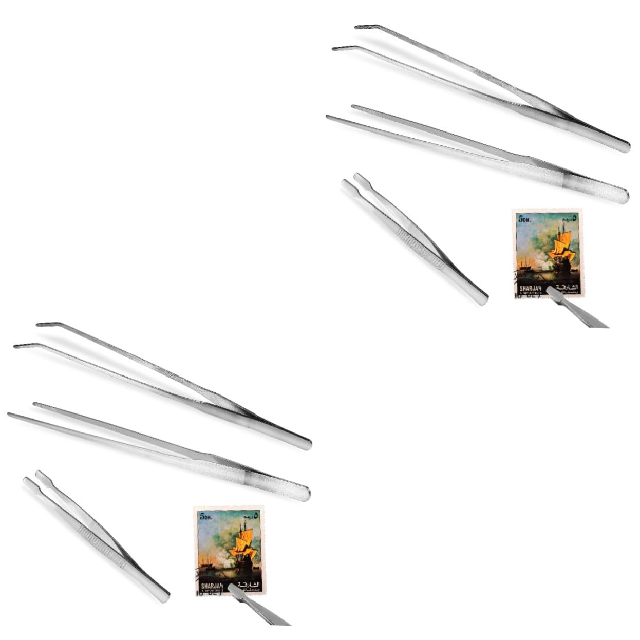 HOMSFOU 2sets Smd Soldering Tweezers Lightweight Stainless Steel Tweezers Ideal for Cooking Aquascaping Gardening 3pcs*2