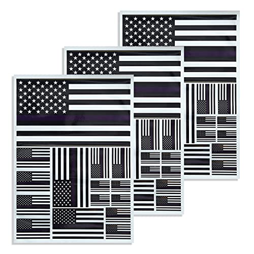 Image of CANTENDO 3 Pack Thin Blue Line American Police Flag Decal - Thin Blue Line American Police Flags Reflective Vinyl Car Stickers - for Car Window Bumper Waterproof Sticker (12 x 8.5 Inch)