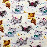 Quiltable 1 Yard (Pre-Cut) 43' x 36' (109cm x 91cm) Premium Floral Cotton Quilting Sewing Fabric, DIY Sewing Patchwork Supplies for Face mask Clothing Handmade Craft&Home Decoration (Cute Cats 3)