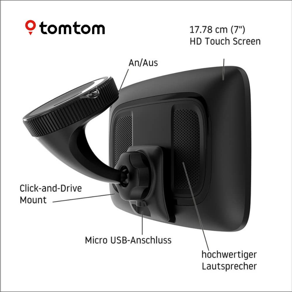 Tomtom Camping Navi GO Camper Max (7 Zoll HD-Display, Sonderziele für Wohnmobil- und Wohnwagen, Updates über Wi-Fi, Stauvermeidung Dank Tomtom Traffic, Karten-Updates Welt)
