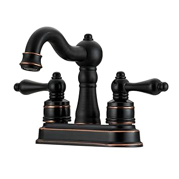 Designers Impressions 654715 Oil Rubbed Bronze Two Handle Lavatory Bathroom Vanity Faucet - Bathroom Sink Faucet with Matching Pop-Up Drain Trim Assembly