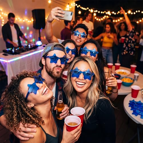 Image of Kanayu 200 Pair Star Shaped Rimless Sunglasses Transparent Star Candy Color Pentagram Glasses for Adult