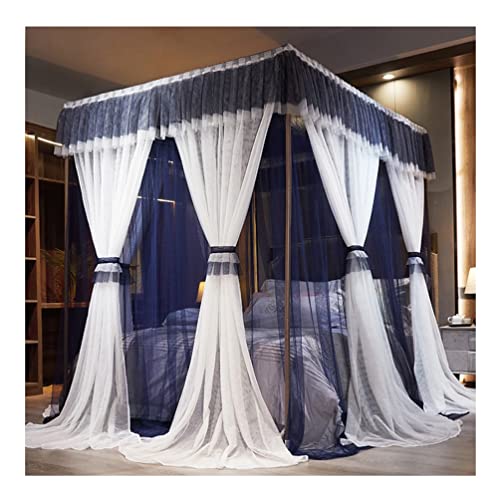 Mosquitera de verano para niños y adultos, cortina de cama de princesa azul con soporte, 180 x 220 cm, perfecta para protección contra insectos y decoración del hogar