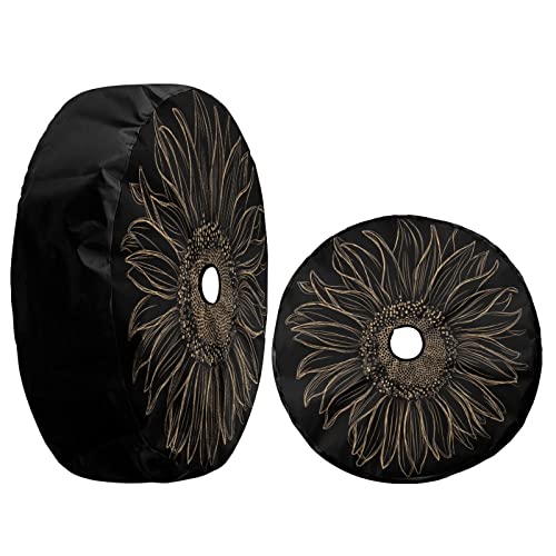 Image of Delerain Spare Tire Cover with Backup Camera Hole Sunflower Wheel Covers Waterproof Dust-Proof UV Sun Universal Fit for RV Trailer RV SUV Truck (18 Inch for Diameter 32 inch-34 inch)