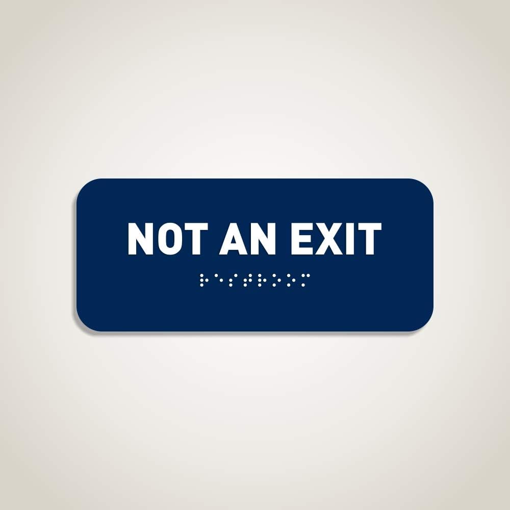 Not an Exit Identification Sign - ADA Compliant Sign, Raised Icons, Raised Braille, Midnight Blue, TCO Inspection Certified - by GDS Architectural Signage