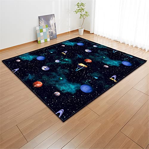 Mateju Tapis Chambre Imprimé de Univers Tapis Antidérapants Flanelle Tapis de Sol de Salle Bain, Carpettes de Paillasson Décoration pour Salon, Couloir, Cuisine (40x60cm,Planète) Cover