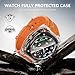 Suoman for Samsung Galaxy Watch 7/8 Ultra 47mm (2024/2025) Case with Strap Band, HD Tempered Glass Screen Protector, All-Round PC Protective Cover Bumper -Orange