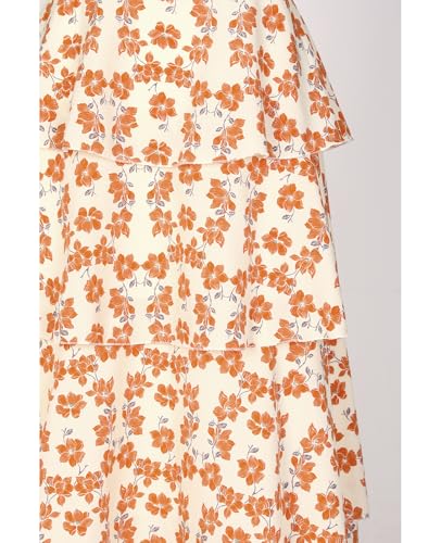 Image of Tiered Ruffle Dress Women Casual Summer Spaghetti Strap Sleeveless Floral Layered Maxi Dress for Women Beach Sundress