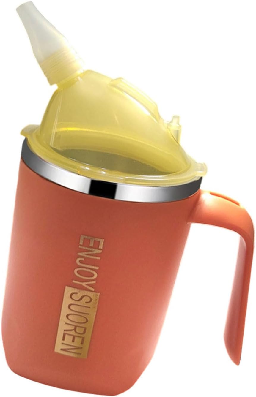 Nurse Friendly 400ml Rustproof Cup Impermeable Lid with Against Choking Tube for Pureed Food Bedridden Patient Moisturization Against Strangle Caregiving Cup with Ergonomic Plan