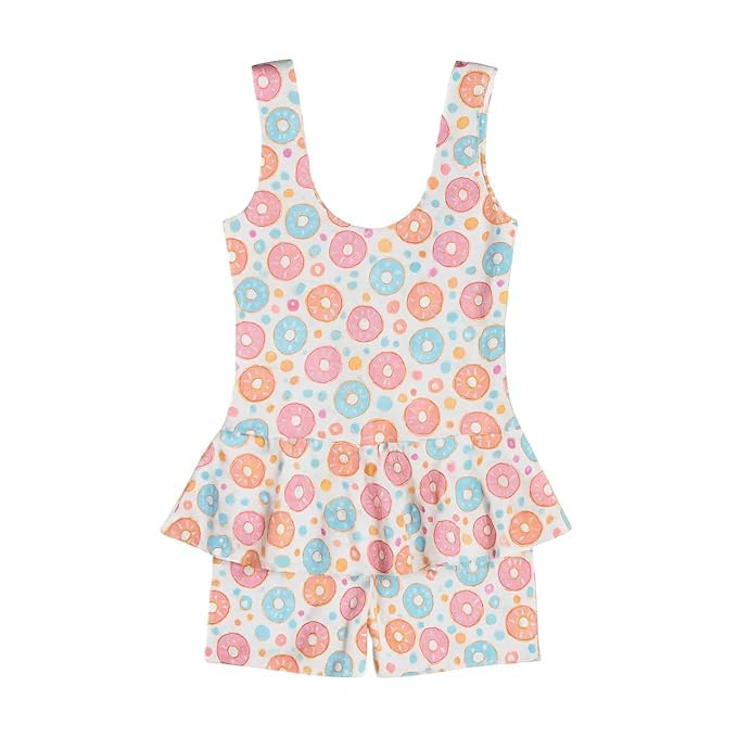 Image of One Piece Girl's Synthetic Digital Printed Swimming Costume in Frock Style.