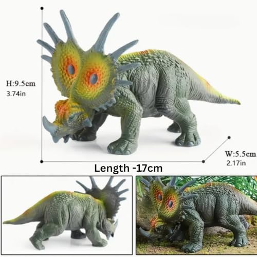 Image of FUNFOB Dinosaur Toy Figure Widtht -17cm Triceratops Dinosaur Toy for Kids & Adults PVC Multicolour | Triceratops Orage Green SML