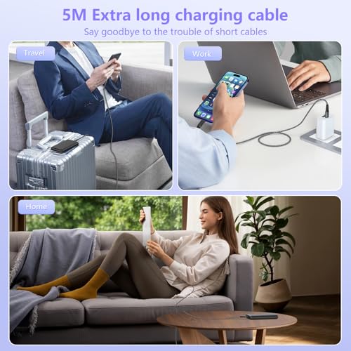 Câble USB C vers Lightning 5m à charge rapide pour iPhone 14 et iPad - 5