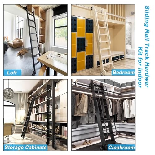 Kit de herrajes para escalera móvil y riel de biblioteca extensible 6