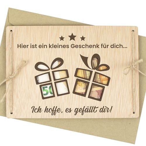 CONTRAXT Holzkarte für Geldgeschenke zum Geburtstag Originelle Idee um Geld zu verschenken Kreativer Geldhalter statt Umschlag