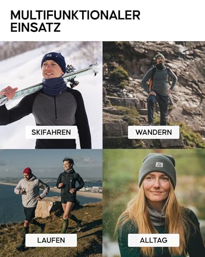 DANISH ENDURANCE Merino Multifunktionstuch, Winter Schlauchschal, Loop Schal, Stirnband oder Nackewärmer,Atmungsaktiv&Warm, Unisex, für Damen & Herren, Dunkles Marineblau, Einheitsgröße