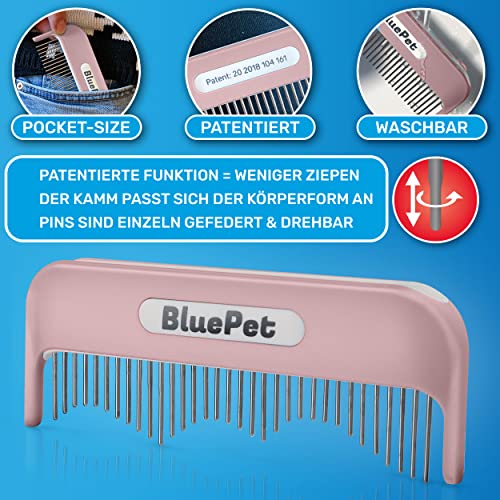 BluePet Zauberkamm Patentiert mit Rotierenden & Nachgebenden Zinken I Entfernt sanft Knoten & Entwirrt das Fell I Hundekamm Katzenkamm für Langhaar Hunde & Katzen