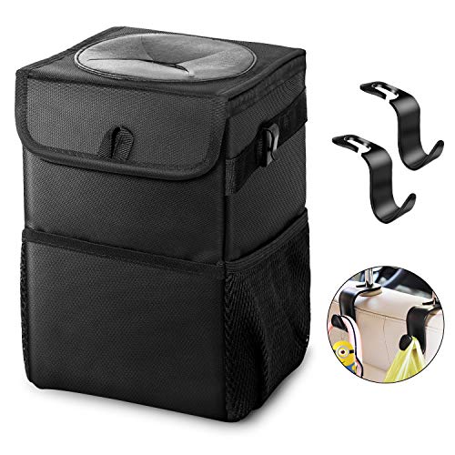 Car Trash Can - Garbage Bag with Lid Waterproof Leakproof No Smell Foldable