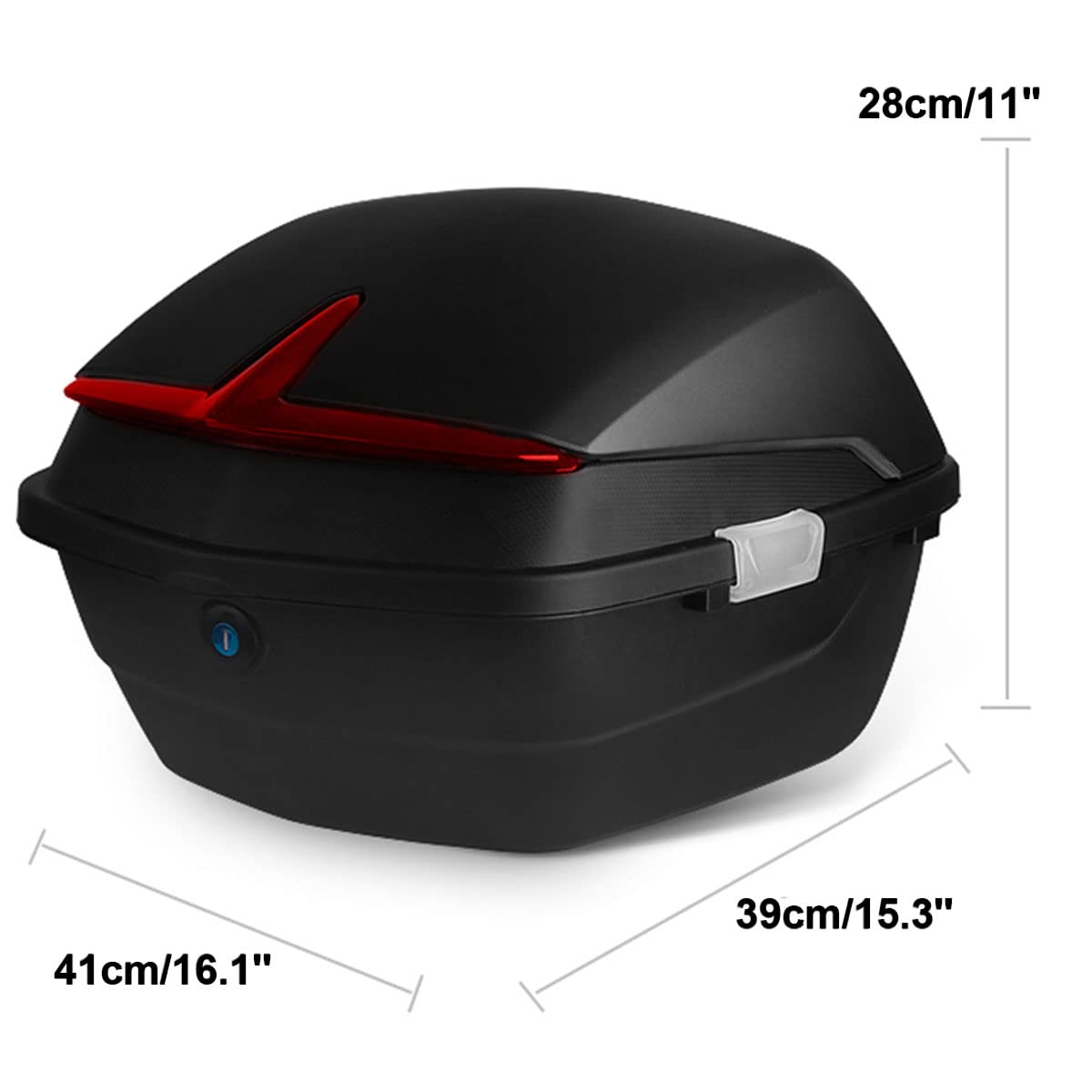 40L Haute Capacité ABS Tail Trunk Coffre Arrière Universel Étanche, Valise de Rangement Moto Touring avec Réflecteur de Nuit, pour Scooter électrique, 41X39x28cm,Blanc