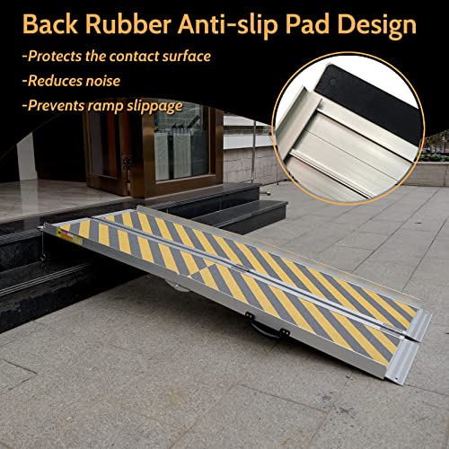 Kredman 6Ft Wheel Chair Ramp For Homes, Portable Wheelchair Ramp Holds Up To 600 Lbs, Lightweight Folding Ramp Threshold Ramp With Non-Slip Platform For Doorway, Stairs, Curbs #TOP1