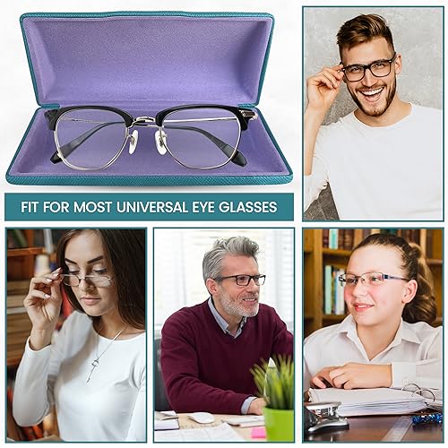 Image of Metal Hard Shell Glasses Case - Lightweight Glasses Case Unisex Eye Glass Case 2 Pack For Travel, Study, Work